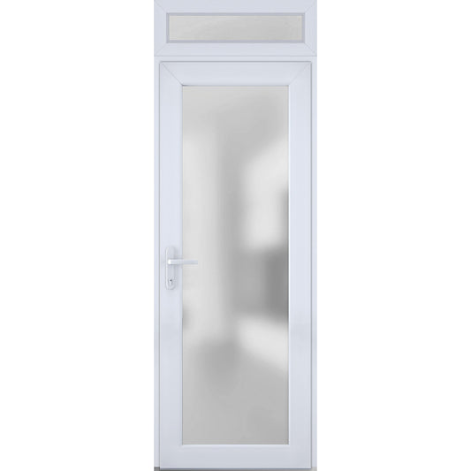 Front Exterior Prehung Metal-Plastic Door Frosted Glass/Manux 8102 White Silk/Top Window/Office Commercial and Residential Doors Entrance Patio Garage 36" x 96" Right-Hand Inswing
