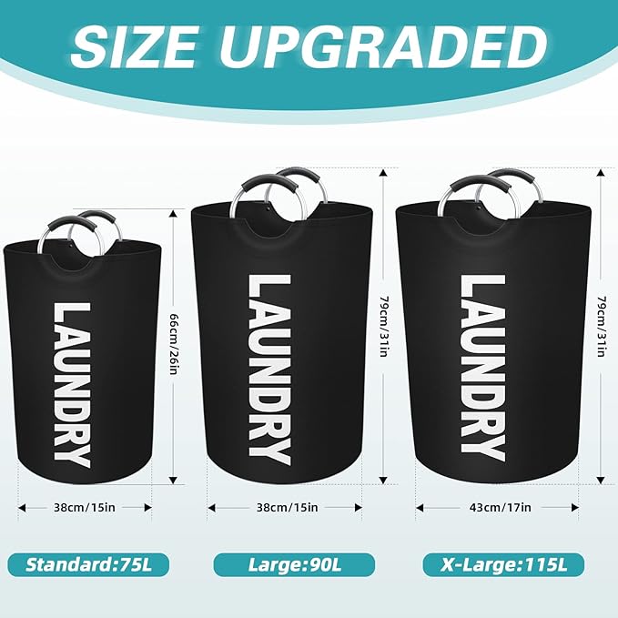 StorageRight 75L Large Laundry Basket, Laundry Hamper, Dirty Clothes Hamper