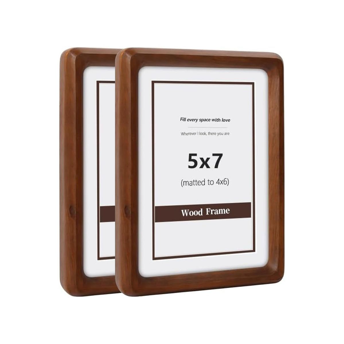 SZKYSJGS 2Pack 5x7 Wood Picture Frame, Solid Natural Walnut Photo Frame with Tempered Glass, 5 x 7 Wooden Frame Matted to 4x6, Wall or Tabletop Display
