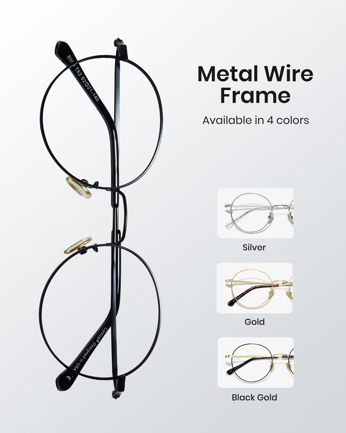 Cyxus Blue Light Glasses for Men Women Round Wire Frame UV Blocking Computer Glasses Clear Lens Metal Ultra Light Eyewear