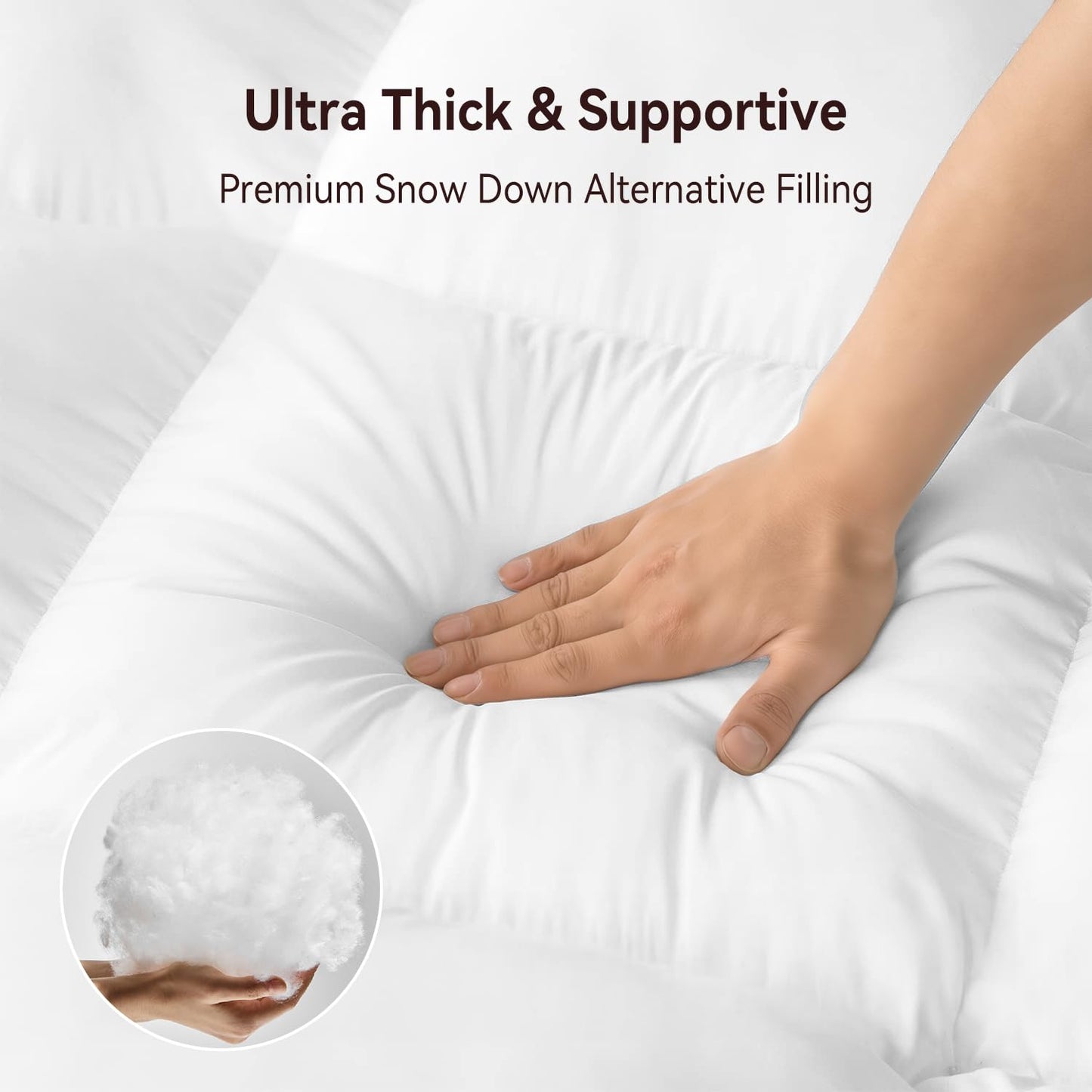 ABENE Queen Size Mattress Topper for Back Pain Relief, Extra Thick Mattress Pad Pillowtop, Soft Plush Mattress Cover Bed Topper with Deep Pocket, Overfilled Down Alternative Filling, White