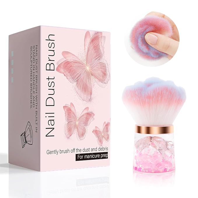 ANGNYA Nail Dust Brush, Rose Nail Art Dust Powder Remover Brush
