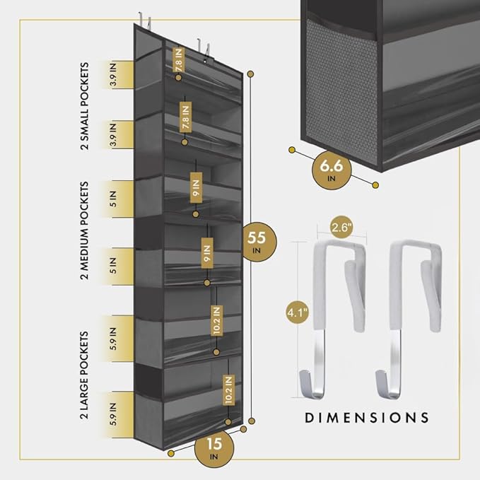 HOMELUX THEORY UPGRADED 6 Tiers Over The Door Organizer Hanging