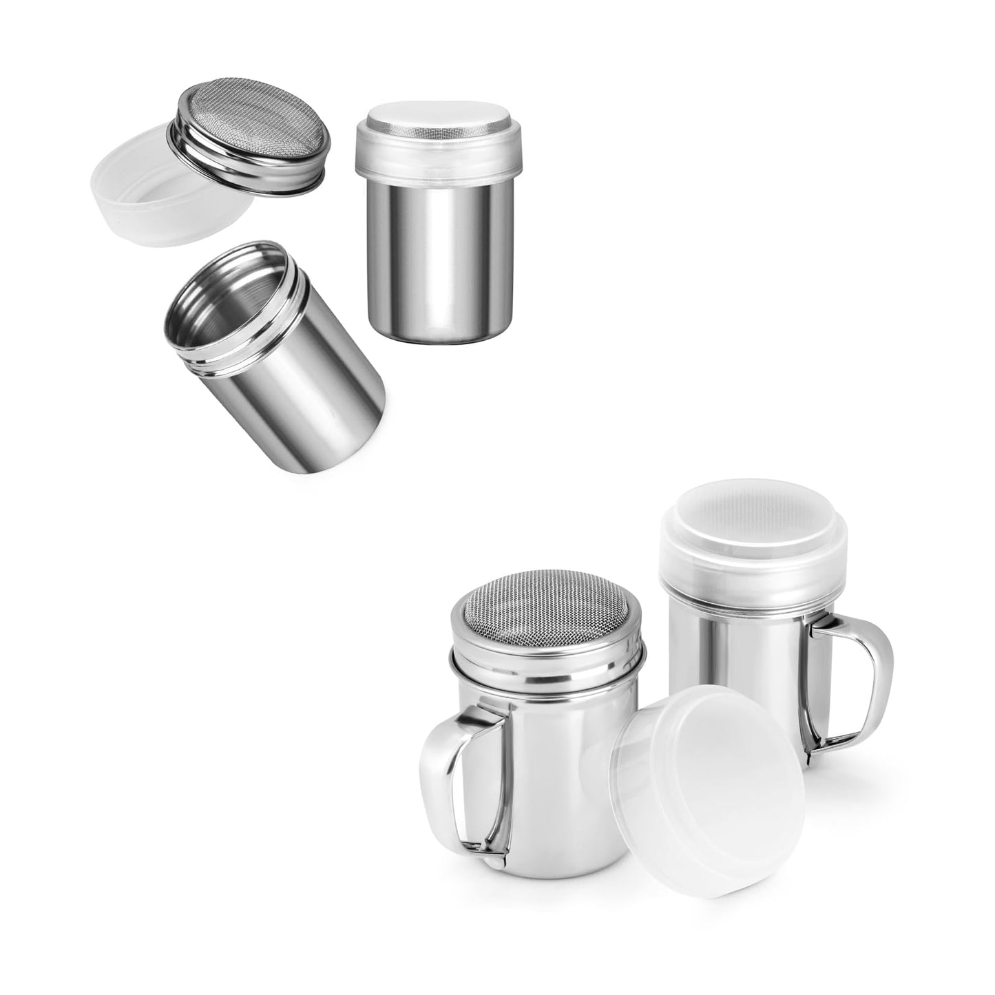 Accmor 7oz Powdered Sugar Shaker Duster Set, Flour Sifter Cinnamon Shaker Stainless Steel Fine Mesh Dredges Shakers for Cinnamon Flour Salt Pepper Baking