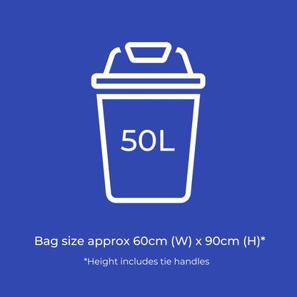 Kordis Strong Tie Handle Swing Bin Bag Liners - 6 Rolls x 20 Bags. 50L White Plastic Bin Bags For Kitchen Bins & Large Indoor Trash Bin. 120 Heavy Duty, Unscented Garbage Bags - 60 x 90cm