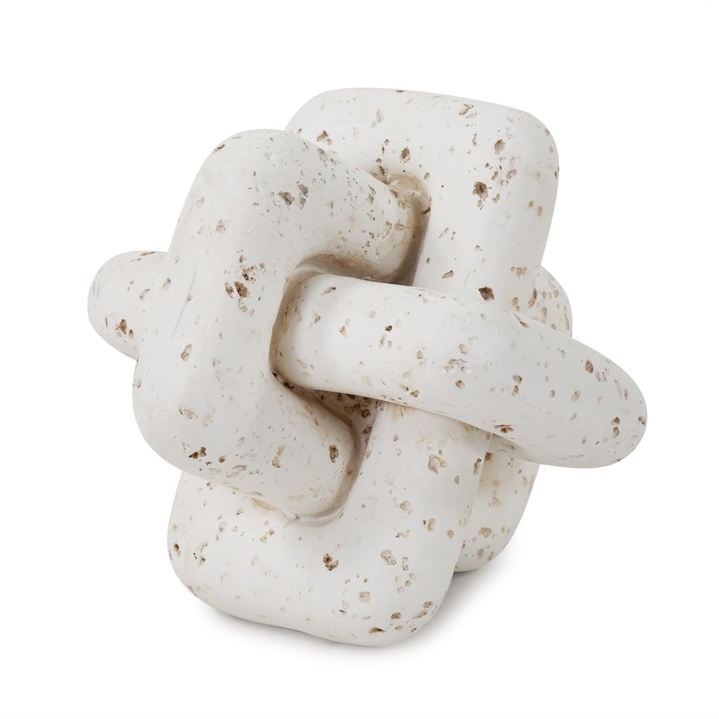 Howard Elliott Collection Everlink Natural Stone Sculpture for Home & Garden Decor, Decorative Resin Figurine with Interlocking Travertine Texture for Home & Office Decor, White, 8 x 8 Inch