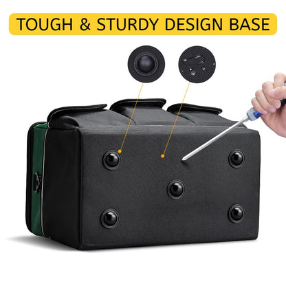 WINHUNT Tool Bag, 19-inch Wide Mouth Tool Organisers, 600 Denier with 6 Interior 8 Exterior Pockets Large Tool Bag for Home DIY & Equipment Storage, Green and Black (19 inch)