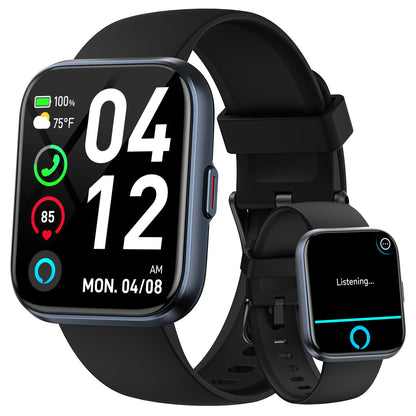 Smart Watches for Men Android & iPhone, 1.8" Alexa Built-in Smartwatches Fitness Tracker Watch with Bluetooth Calls, IP68 Waterproof, Heart Rate/Sleep/SpO2 Monitor, 110 Sport Modes - Black