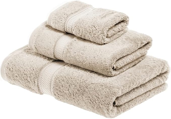 SUPERIOR Egyptian Cotton Pile 3 Piece Towel Set, Includes 1 Bath, 1 Hand