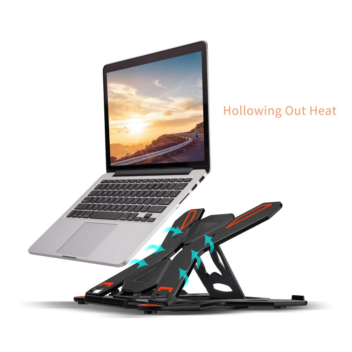 Ergonomic Adjustable Laptop Stand for Desk with Phone Holder & 360° Rotation - Foldable Portable Stand for 10-17" Laptops, MacBook Pro 16", Gaming Laptops, Tablets | Heavy-Duty & Ventilated Design