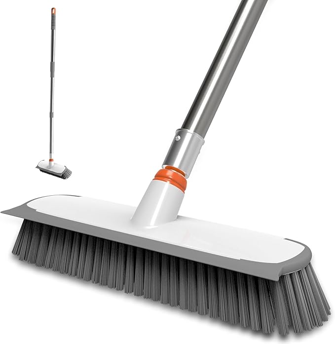 BITOPE Deck Scrub Brush with Long Handle, Heavy Duty Floor Cleaning Brush