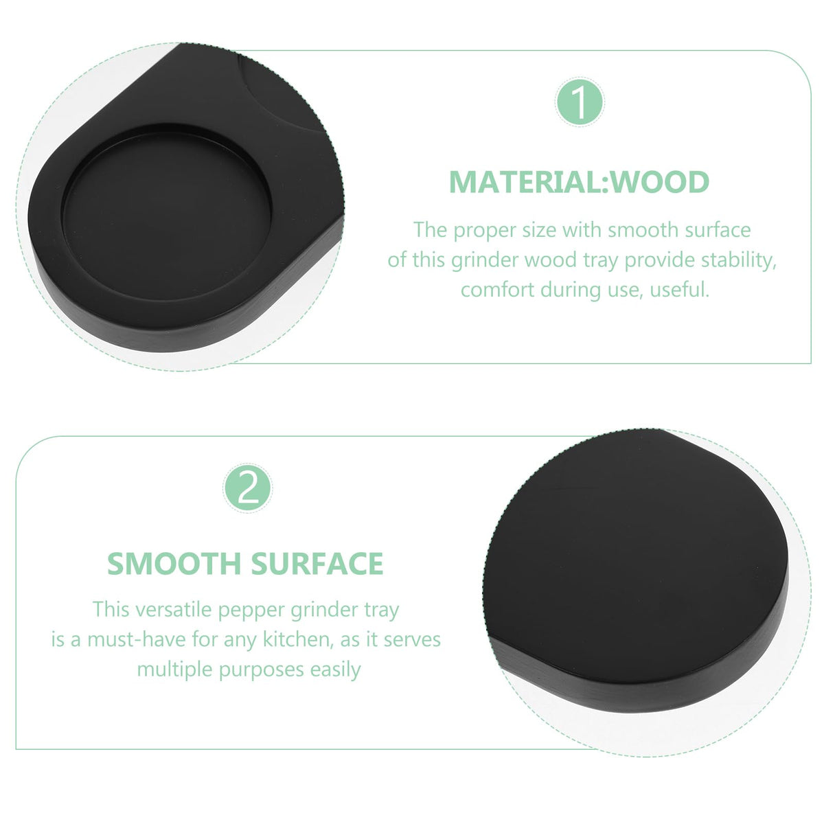 Luxshiny Salt and Pepper Mill Tray, Wooden Salt Pepper Grinder Accessories (Inner Dia 2.28 inch / 5.8cm) fit many Mills & Shakers Black