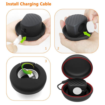 HALLEAST Compatible with for Apple Watch Charger Stand Holder, Charging Station EVA Hard Protective Case for iWatch Series 11 10 9 8 7 6 5 4 3 2 1 SE SE2 SE3 42 44 45 46, No Charger, Black
