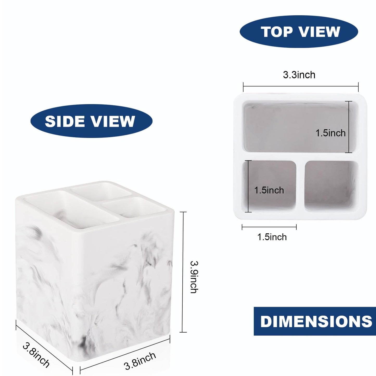 Diatomite Toothbrush Holders for Bathrooms, Electric Toothbrush and Toothpaste Holder Tooth Brush Organizer for Bathroom Countertop, Shower, Vanity - Marble White