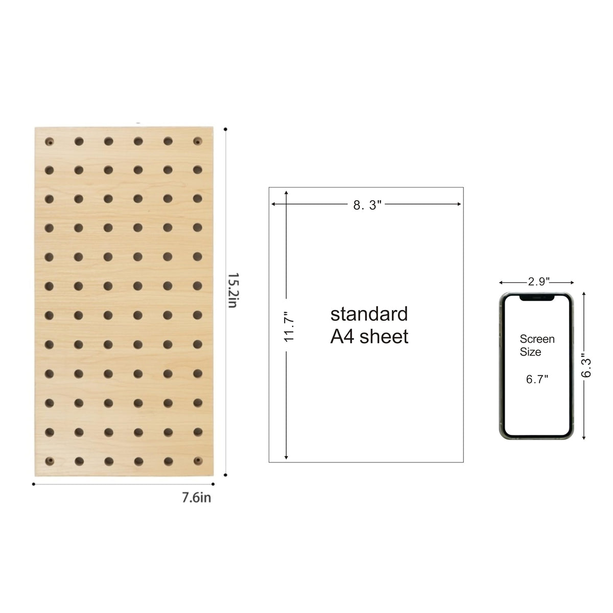 UMICAL 2 Pack Beige Wooden Pegboard Modular Wall Organizer