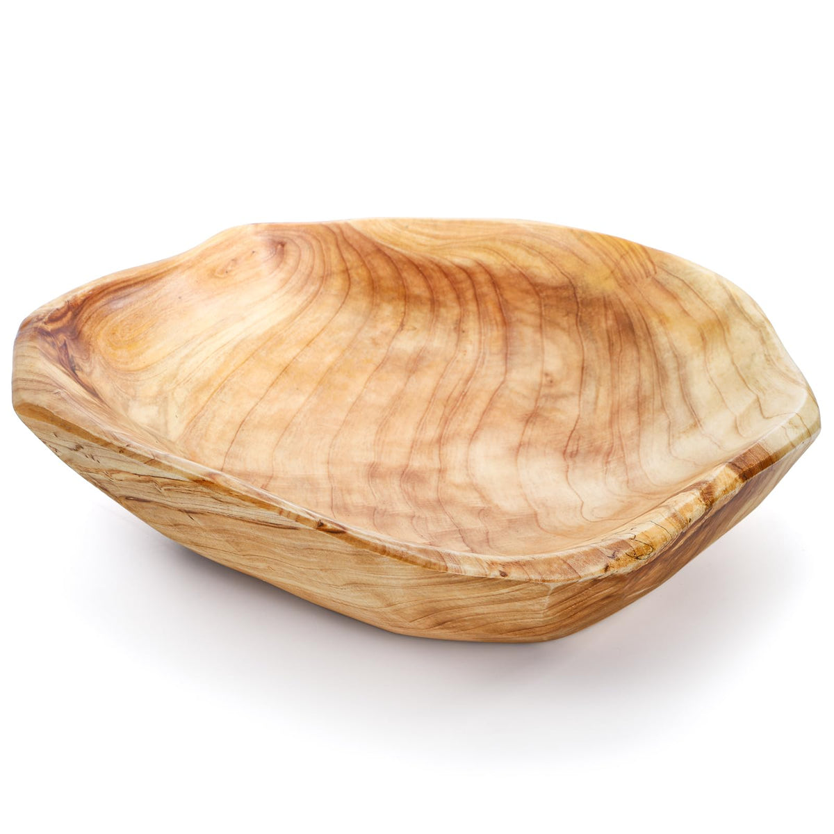 ZENFUN Natural Wood Fruit Bowl 9.8-11.4 Inch, Unique Root Dish Bowl, Fruit Snack Dish for Sandwich Bread Serving, Handmade Serving Bowl for Candy, Vintage Ring Dish, Serving Appetizer Display