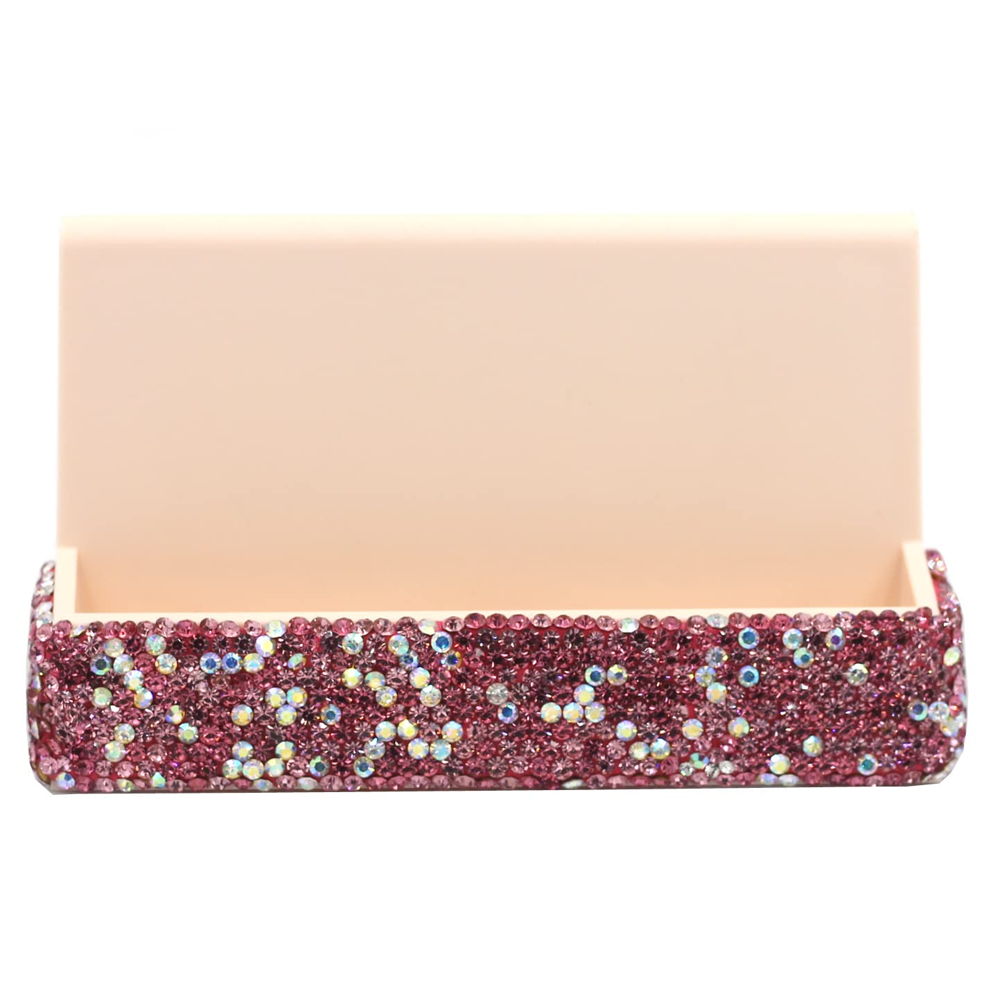 Bestbling Bling Rhinestone Crystal Business Card Holder for Desk Business Card Display Stand Desktop Business Card Holders (Pink)