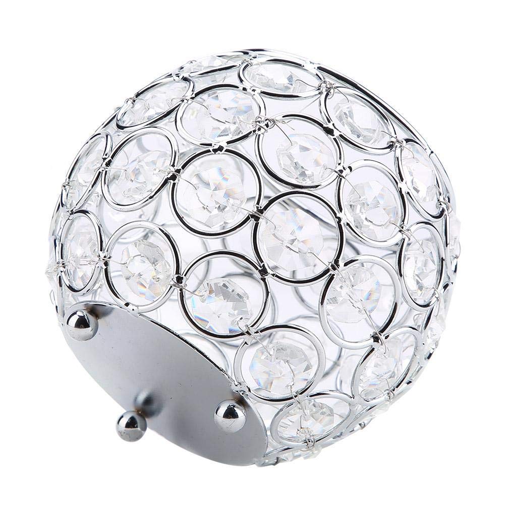 Crystal Candle Holder Votive Tealight Candle Holders for Wedding Home Table Decor 10x10x9cm/ 3.9x3.9x3.5in (Silver)
