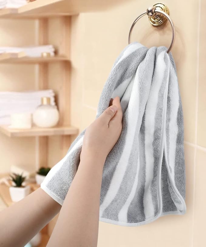 KinHwa Microfiber Hand Towels for Bathroom Soft and Absorbent Face Towels Grey