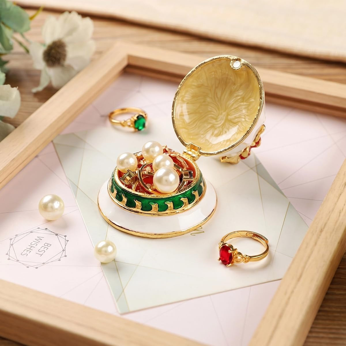 Janshe Cul Christmas Bell Trinket Boxes Hinged Hand-Painted Figurine Enamel Ornaments Craft Unique Xmas Gift for Home Decor(White)