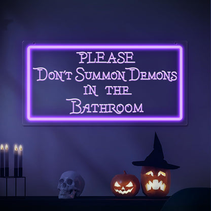 Please Don't Summon Demons in the Bathroom Neon Signs for Wall Decor, Neon Led Light Sign Home Decorations for Dark Humor Goth, Gothic, Witchy Bathroom Decor, Family, Bar, Party, Christmas, INSNEnN