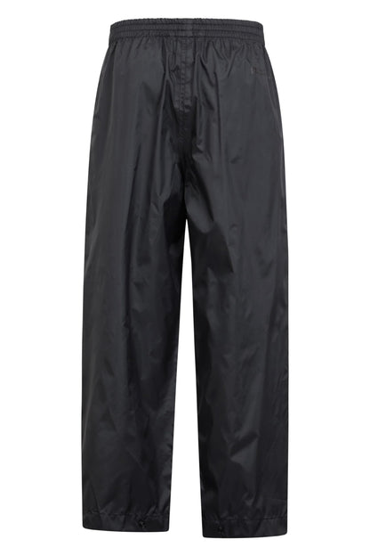 Mountain Warehouse Pakka Kids Waterproof Over Trousers - Taped Seams Rain Pants, Lightweight, Rip-Stop, Packaway Bag - for Autumn Winter, Walking, Travelling Black Kids Size 11-12 Years