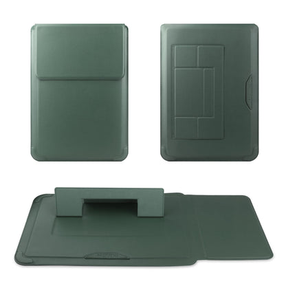 HoYiXi 14 Inch Laptop Sleeve Case Leather Bag with Stand Compatible with MacBook Pro 14 2021/ASUS Vivobook 14/HP Pavilion X360/Lenovo IdeaPad 14/Dell Lenovo HP ASUS Acer HUAWEI Matebook 14'' PC, Green
