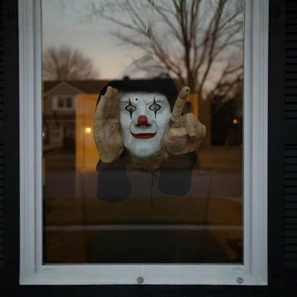 Scary Peeper Tapping Clown Halloween Decoration - 8" x 12" x 12" (1 Pc.) - Scary Realistic Design - Perfect for Halloween Parties, Haunted Houses, & Pranks