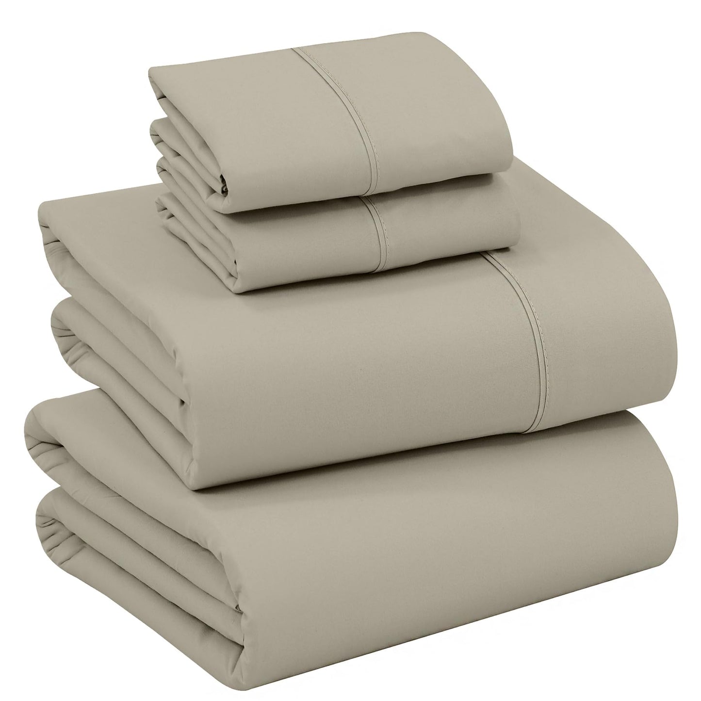 RUVANTI 100% Cotton Percale Sheets Queen Size – Crisp Cooling Bed Sheets for Hot Sleepers, Deep Pocket 16”, Soft Breathable & Durable Hotel-Style 4 Piece Set, Taupe