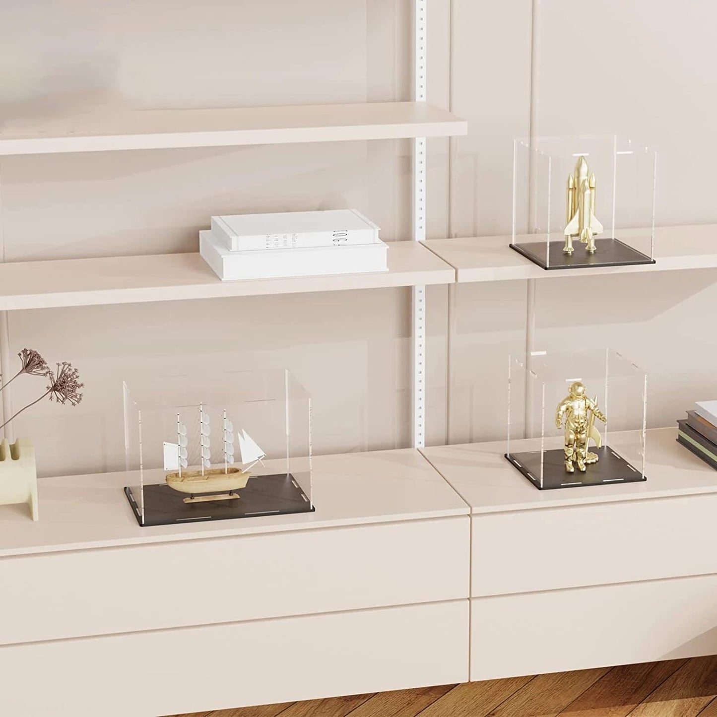 Mineral Crystal Collectibles Acrylic Display Box, Square Holder Organizer Showcase Shelves for Reception Decoration Box, Graduation Keepsake, Party Favor, 35x65x70cm/14x26x28in
