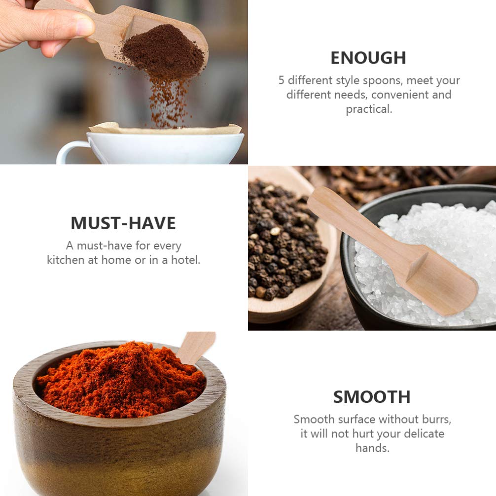 DOITOOL 10Pcs Small Salt Spoon Wooden Salt Spoon Set Mini Tea Scoop and Seasoning for Tea Leaves Bath Condiments Flour Smooth Surface for Kitchen Home Use