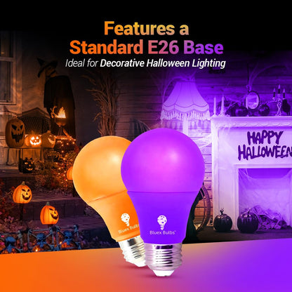BlueX Bulbs 2 Pack LED A19 Purple Light Bulb - 9W (60Watt Equivalent) - E26 Base LED Bulb, Party Decoration, Porch, Home Lighting, Holiday Lighting, Non-Dimmable.