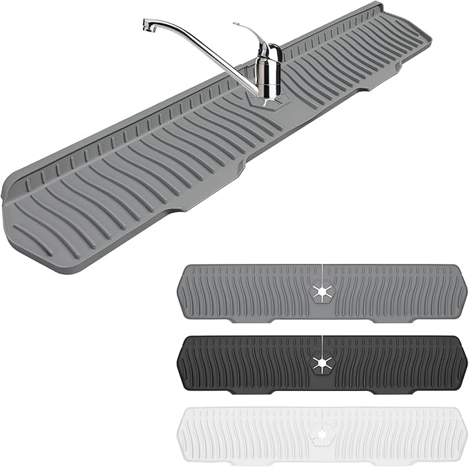 Sink Drain Mat Behind Faucet, Faucet Guard Draining Mat, 90° Foldable Tap