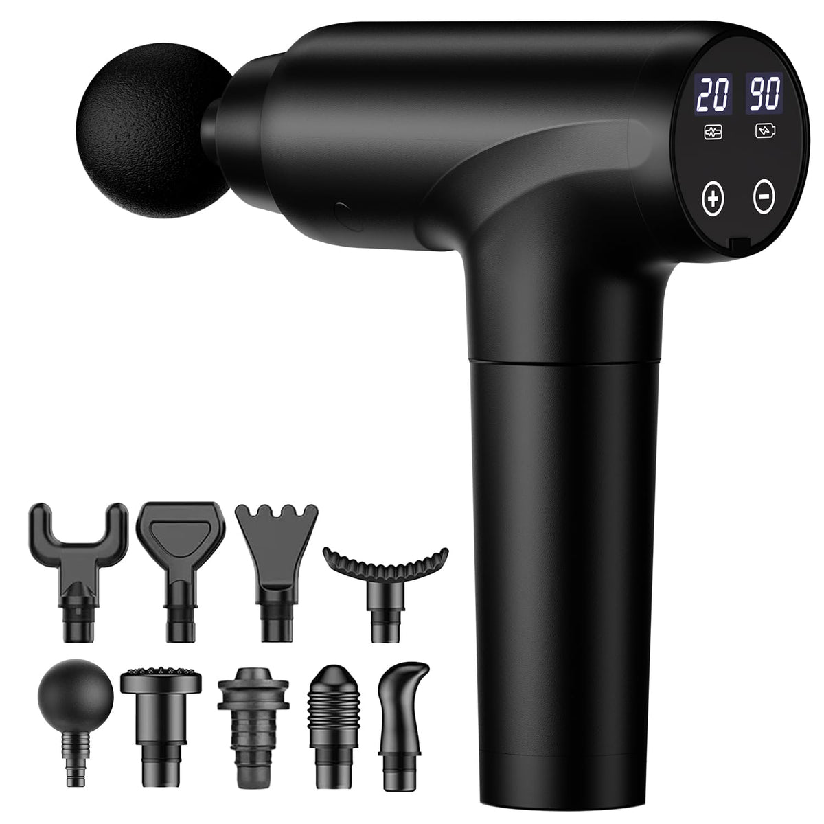 cotsoco Massage Gun Deep Tissue, Muscle Massage Gun with 9 Attachment Heads 20 Speeds & Silent Brushless Motor for Pain Relief, Handheld Percussion Back Massager Gun for Athletes(Black)