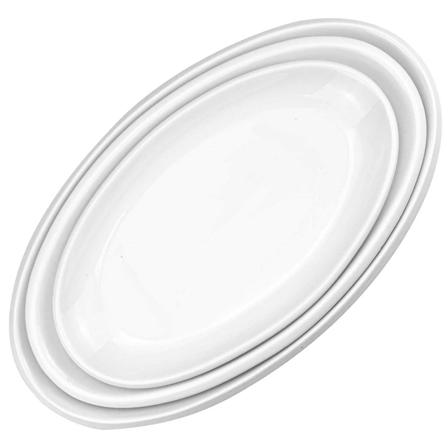 Foraineam Set of 3 Sizes Porcelain Oval Serving Platters White Dinner Plates Serving Dishes for Party, Dessert, Sushi, Fish
