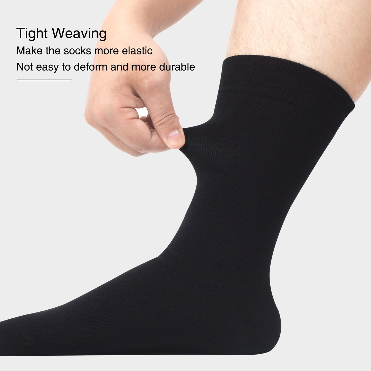 WeciBor Men's Bamboo Fiber Socks Breathable Soft Casual Socks Size 8-12, 6-Pack Black