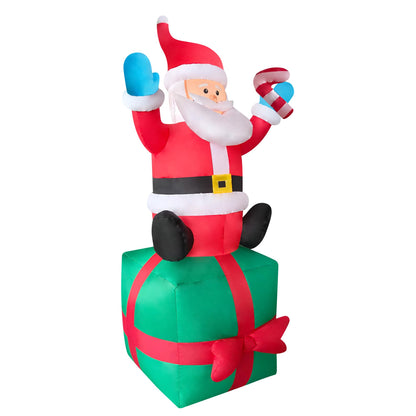 EEkiiqi 2 Packs 6FT Inflatable Christmas Santa Claus on Gift Box and Gingerbread Man Blow Up Decor for Christmas Outdoor/Doorway/Lawn Decor/Yard Party Decoration