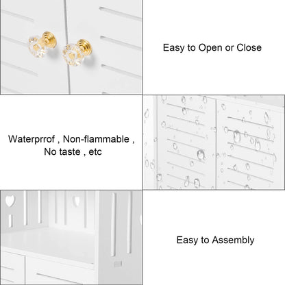 Youyijia 3 Tier Bathroom Storage Cabinet Floor Standing Display Cabinet Home Storage Furniture Organizer Unit for Office Living Room Kitchen Entryway White (3 Tier)