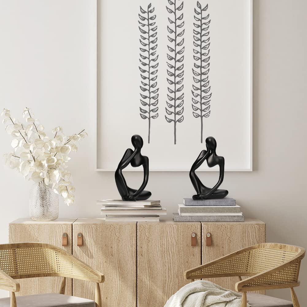 INNOLITES Resin Statue Thinker Style Decoration Abstract Sculptures Collectible Figurines for Home Decor Modern Office Shelf Desktop(Black Left)