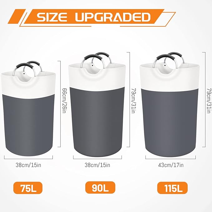 BlissTotes 75L Laundry Basket, Freestanding Laundry Hamper, Collapsible Dirty