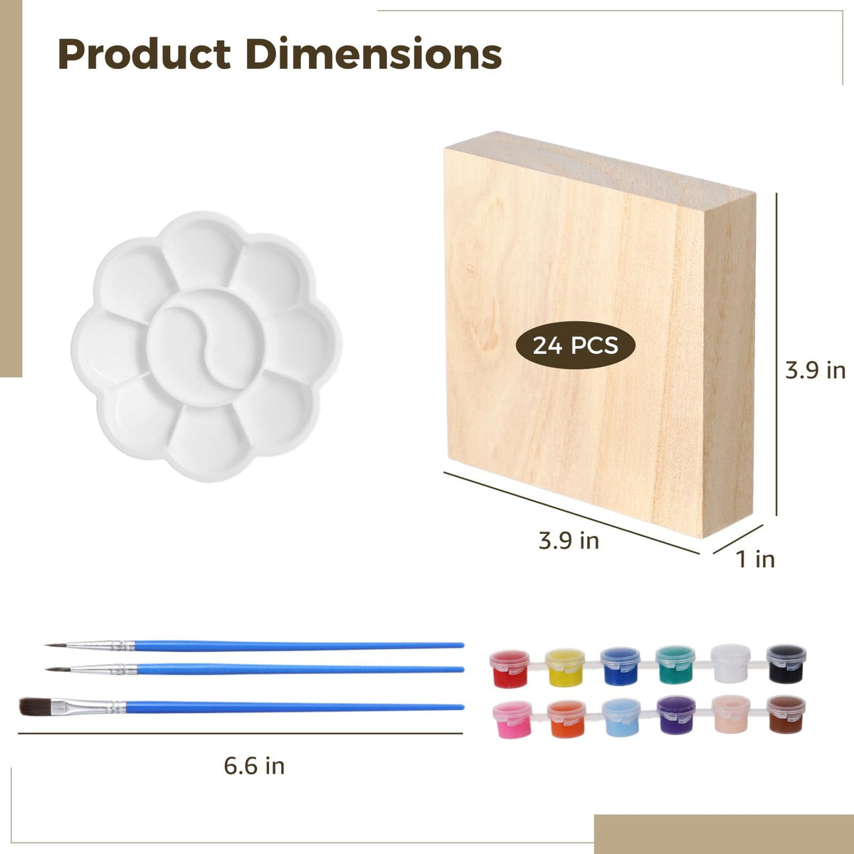24 PCS Unfinished Wood Block, 4 x 4 x 1 in Square Wood Blocks for DIY Craft, Wood Painting Kit Wooden Block for Carving, Painting (24, 4 x 4 x 1 in)