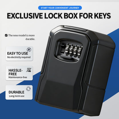 PYReek Lock Box, Key Lock Box Resettable Combination Lockbox Wall Mount Waterproof Security Safe Box for Outside Outdoor Home Office Door Handle House Key, Black