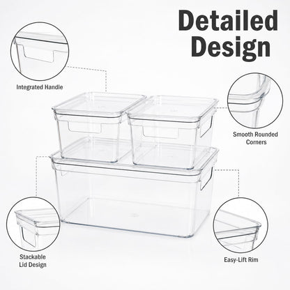 Yomjarl Baking Supplies Storage Containers 3Pc,Baking Kits with Handles&Lid for Adult,Stackable Bakeware Organizer Storage Bins,BPA Free Baking Accessories,Kitchen,Pantry Storage and Organization Box
