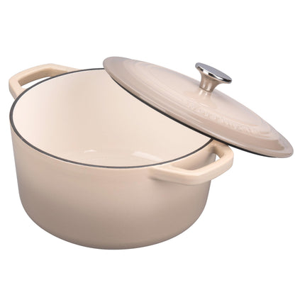 VORRINGARD Enameled Cast Iron Dutch Oven Pot with Lid, for Bread Baking, Round Bread Oven- include Sourdough Bread Baking Supplies Set, 4.5QT, Latte