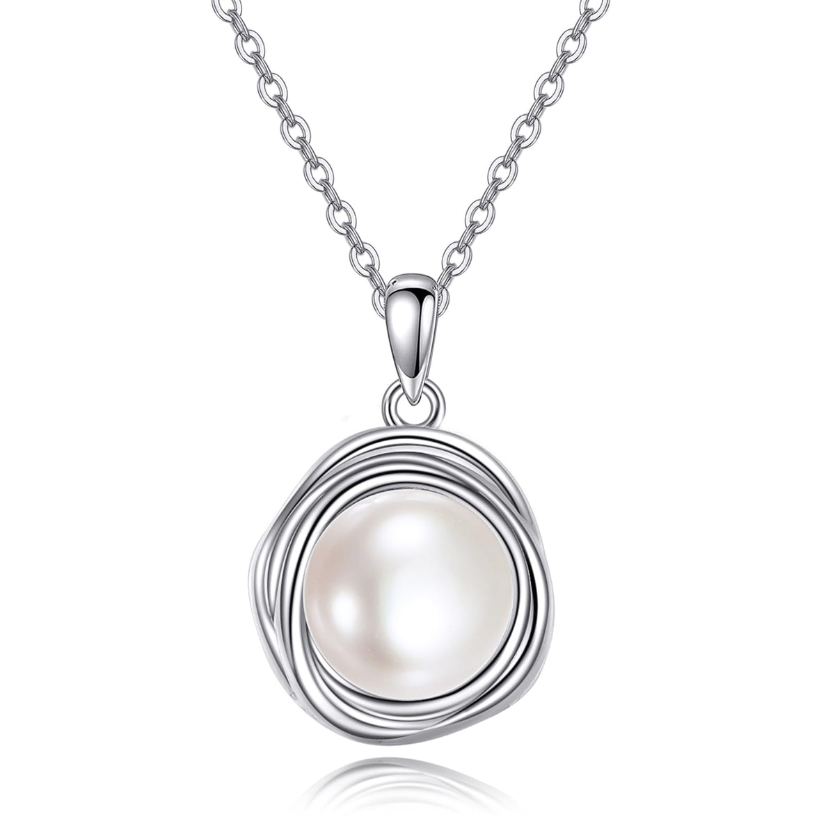 POPLYKE Pearl Necklaces for Women 925 Sterling Silver Single Pearl Necklace Pearl Pendant 8mm Pearl Jewelry Gifts for Mom Wife