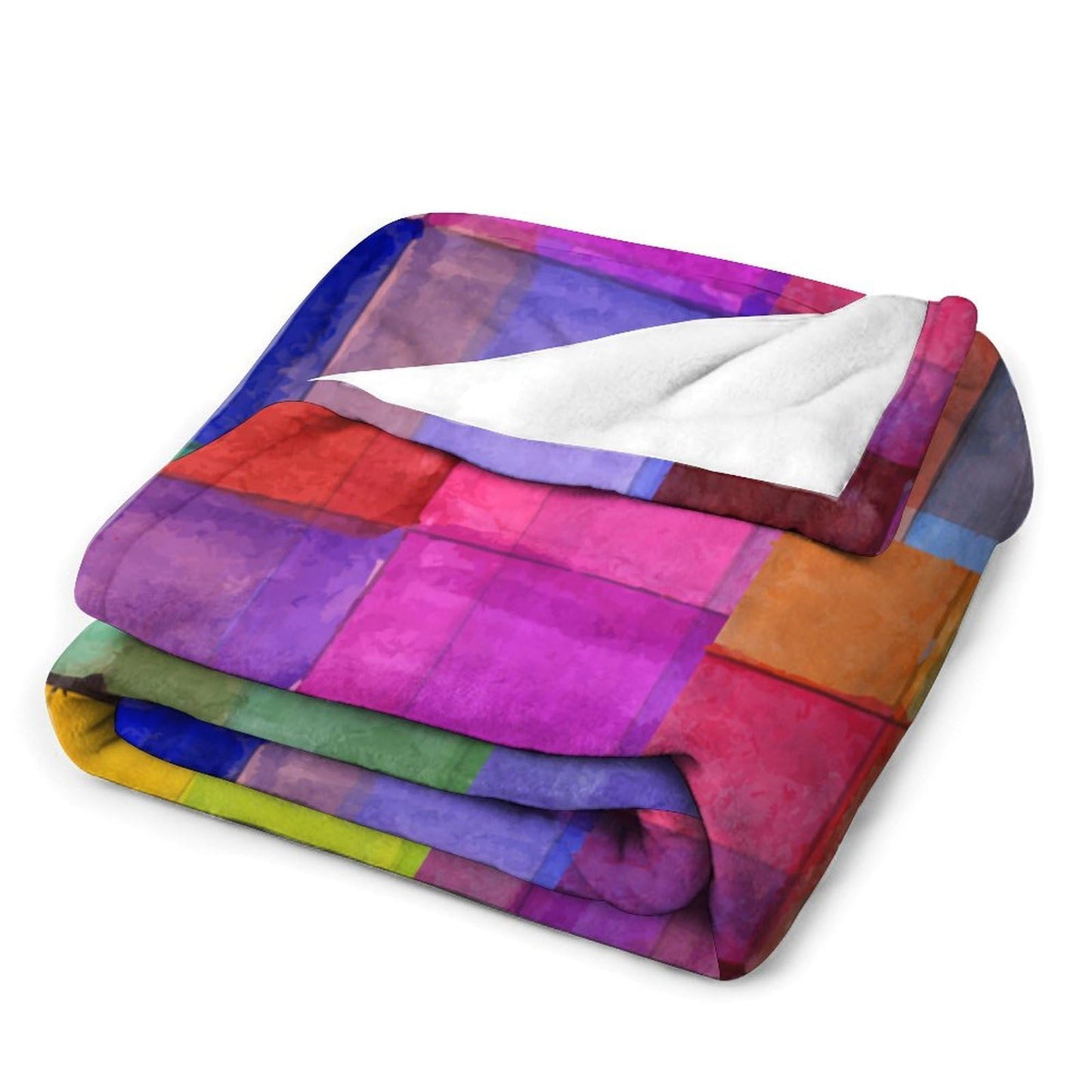 Colorful Checkered Throw Blanket,Retro Grid Plaid Rainbow Pattern Soft Cozy Warm Flannel Blankets for Sofa Couch Bed Gifts for Lover Kids Girls Boys Women Adults 30x40 Inch