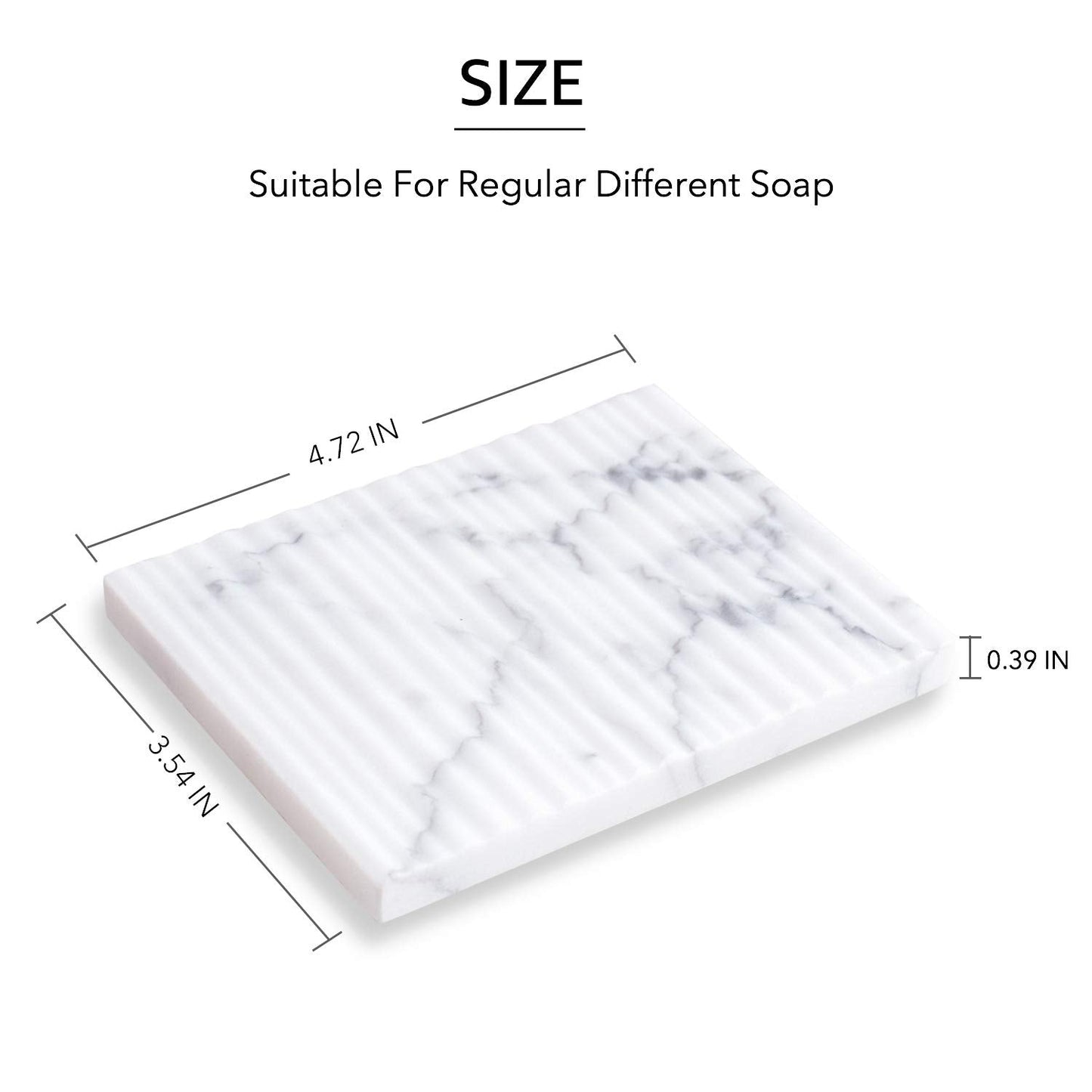 JIMEI White Marble Soap Dish Holder Jewelry Ring Tray Sink Dish Sponge Holder for Bathroom Shower, and Kitchen