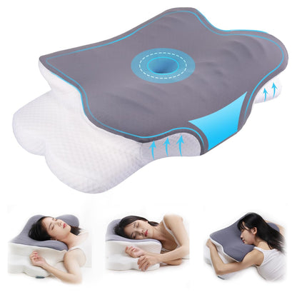 Topmener Cervical Memory Foam Pillow Ergonomic Orthopedic Butterfly Shape Bed Pillow Neck Support Sleeping Pillow with Wider Armrest, Cool Cover and Adjustable Height for Side Back& Stomache Sleepers