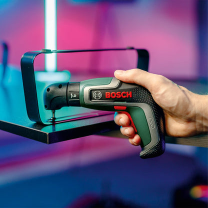 Bosch Home and Garden Compact Cordless Screwdriver IXO (7th Generation; 3.6V; 2.0Ah; 5.5Nm; Set incl. Angle-Screw and Off-Set Angle Attachments; with Micro-USB Cable; in Storage Box)