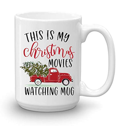 BLUE RIBBON Christmas Gifts Coffee Mug,This is My Christmas Movies Watching Mug, Funny Coffee Mug from Daughter, Wife and Son – Mug in Decorative Christmas Gift Box (15 oz)